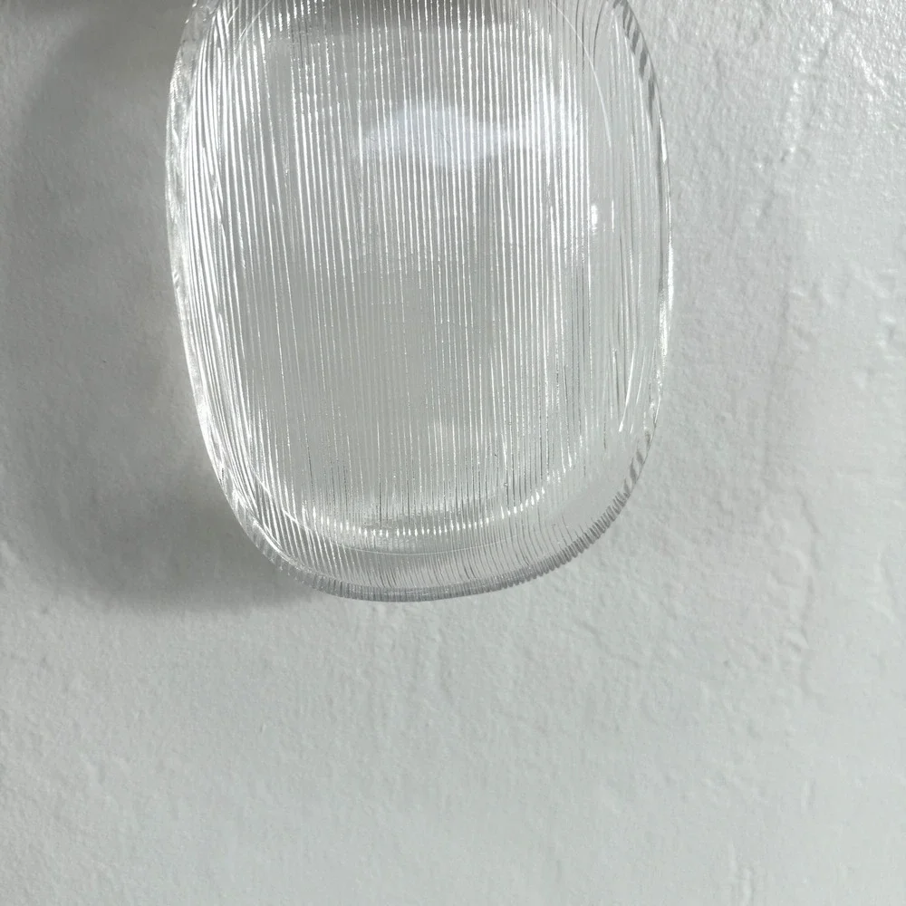 Vintage WMF Cromargan Ribbed Crystal Glass Butter Dish Tray MCM‎ Germany